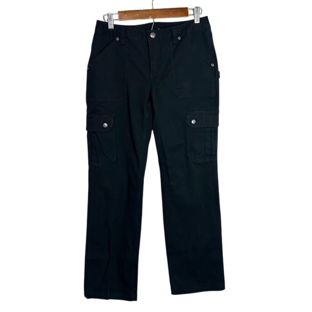 Duluth Trading Co Women's Curvesetter Cargo Pants 6x31 Black Canvas Stretch Work